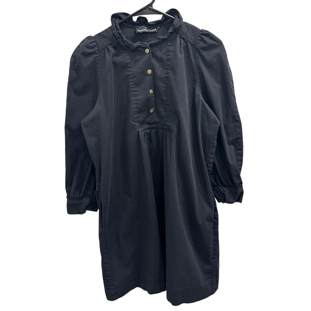 Pomander Place Black Ruffled Collar Mini Dress